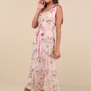 Lulu's Pink Spaghetti Strap Sundress for Weddings